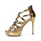 Monica Peep Toe Stiletto Heels Platform Pumps with Back Zipper - Gold