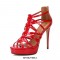 Monica Peep Toe Stiletto Heels Platform Pumps with Back Zipper - Red