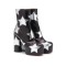 Round Toe Platforms Chunky Heels Silver Stars Ankle Highs Boots - Black Faux Leather
