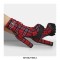 Chunky Heels Red Plaid Lace Up Round Toe Booties with Ankle Strap - Red