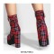 Chunky Heels Red Plaid Lace Up Round Toe Booties with Ankle Strap - Red