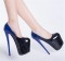 Fly High Leopard Designed Platform Stiletto Heels Party Pumps - Blue