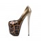 Fly High Leopard Designed Platform Stiletto Heels Party Pumps - Gold