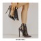 Stiletto Heels Pointed Toe Fringe Ankle Pumps with Back Zipper - Black