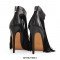 Stiletto Heels Pointed Toe Fringe Ankle Pumps with Back Zipper - Black