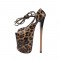 Fly High Peep Toe Leopard Platform Stiletto Heels Summer Party Pumps with Ankle Lace Up - SPECIAL - Size 14