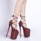 Fly High Peep Toe Leopard Platform Stiletto Heels Summer Party Pumps with Ankle Lace Up - SPECIAL - Size 14