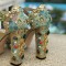 Luxury Platform Crystal Embroidery Buckle Ankle-Strap Rhinestone Wedding Sandals - Gold Green