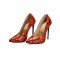 Snake Print High Heel Stiletto Pumps - Orange