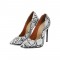 Snake Print High Heel Stiletto Pumps - White