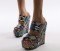 Summer Platform Wedge Peep Toe Cork Snake Print Slippers