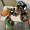 Pineapple Platform Fruit Print Sandals with Leather Buckle Ankle Straps - Black on Green Platform