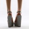 Summer Platform Wedge Peep Toe Platform T-Straps- Clear on Black and White Checkers