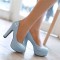 Minimalist Pastel Color Platform Round Heels - Blue