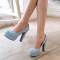 Minimalist Pastel Color Platform Round Heels - Blue