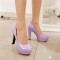 Minimalist Pastel Color Platform Round Heels - Purple
