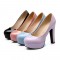 Minimalist Pastel Color Platform Round Heels - Blue