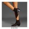 Chunky Heels Pointed Toe Crocodile Embossed Short Chelsea Boots - Auburn
