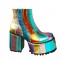 Big Sweetie Thick Heel Rounded Toe Ankle Boots - Striped MultiColor