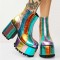 Big Sweetie Thick Heel Rounded Toe Ankle Boots - Striped MultiColor