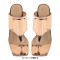 Square Open Toe Transparent High Heels T Straps Flip Flop Sandals - Rose Gold Patent