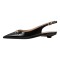 Pointed Toe Elegant Golden Buckle Slingback Flats - Black Patent