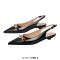 Pointed Toe Elegant Golden Buckle Slingback Flats - Black Patent