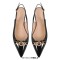 Pointed Toe Elegant Golden Buckle Slingback Flats - Black Patent
