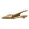 Pointed Toe Elegant Golden Buckle Slingback Flats - Gold Patent