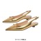 Pointed Toe Elegant Golden Buckle Slingback Flats - Gold Patent