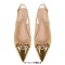 Pointed Toe Elegant Golden Buckle Slingback Flats - Gold Patent