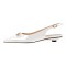 Pointed Toe Elegant Golden Buckle Slingback Flats - White Patent