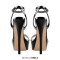 Peep Toe Ankle Buckle Slingback Stiletto Sandals - Black Patent