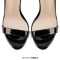Peep Toe Ankle Buckle Slingback Stiletto Sandals - Black Patent
