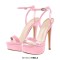 Peep Toe Ankle Buckle Slingback Stiletto Sandals - Pink Patent