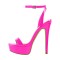 Peep Toe Ankle Buckle Slingback Stiletto Sandals - Rose Patent