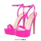 Peep Toe Ankle Buckle Slingback Stiletto Sandals - Rose Patent