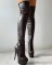 Extreme High Fetish Thin Heels Party Platform Over Knee Boots for Winter with inner Fur lining - Black