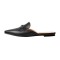 Pointed Toe Black Buckle Guest Home Unisex Matte Slippers Flats - Black Faux Leather