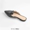 Pointed Toe Black Buckle Guest Home Unisex Matte Slippers Flats - Black Faux Leather