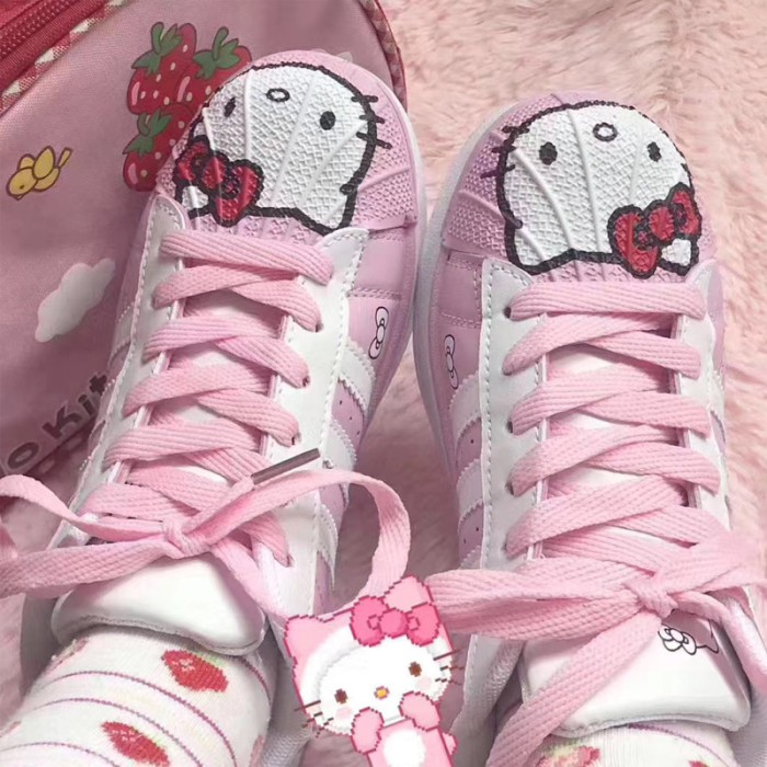 Round Toe Flats Kawaii Kitty Anime Egirl Sneakers - 3 Colors - NOTE:As Different Computers Display Colors Differently,The Color Of the Actual Item May Very Slightly From The Above Images. in Shoes & Flats