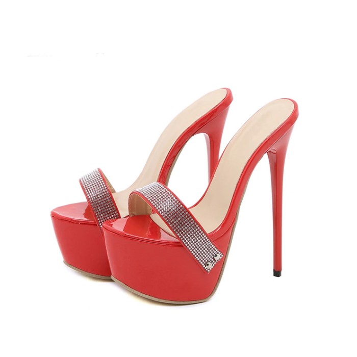 Peep Toe Platforms Rhinestones Stiletto Heels Spring Sandals - Red - NOTE:As Different Computers Display Colors Differently,The Color Of the Actual Item May Very Slightly From The Above Images.

Upper Material: Patent
Insole Material: Faux Leather
Lining Material: Synthetic
Outsole Material: Rubber in Sexy Heels & Platforms