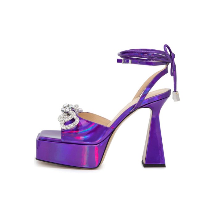 Chunky Heels Peep Square Toe Ankle Straps Platform Rhinestones Party Pumps - Purple - Upper Material: Patent
Insole Material: Faux Leather
Lining Material: Synthetic
Outsole Material: Rubber in Sexy Heels & Platforms