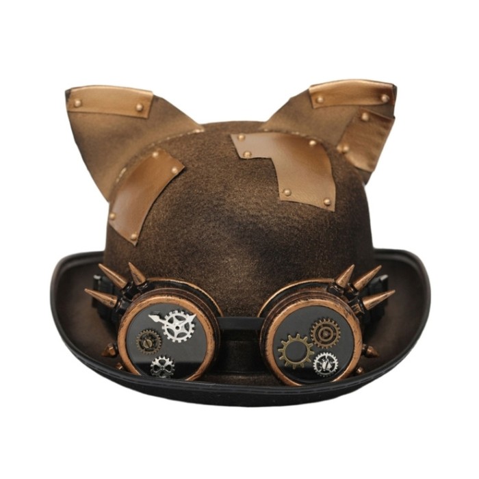 Steampunk Bowler Kitty Patch Decorated Halloween Gothic Carnivale Googles Hats - Black - Note: Due to the different monitor and light effect, the actual color of the item might be slightly different from the color showed on the pictures. Thank you!

Material: Woolen/ Felt
Hat Height: about 13cm/ 5.12in
Head Circumference: about 56-58cm/ 22.05-22.83in 

 in Caps, Chokers, Scarfs, Hats & Headwear