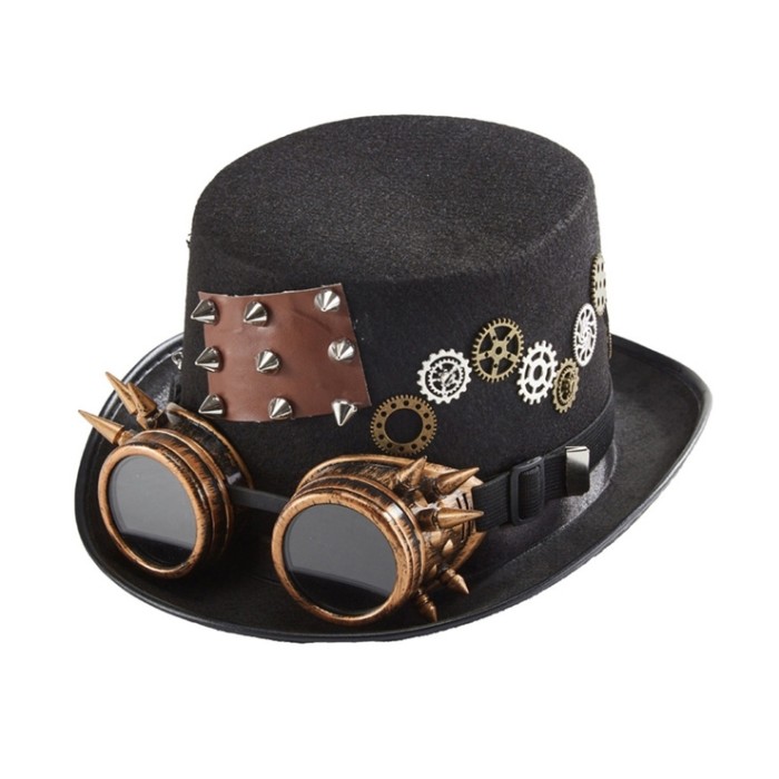 Steampunk Bowler Patch Rivet Decorated Halloween Gothic Carnivale Googles Hats - Black - Note: Due to the different monitor and light effect, the actual color of the item might be slightly different from the color showed on the pictures. Thank you!

Material: Woolen/ Felt
Hat Height: about 13cm/ 5.12in
Head Circumference: about 56-58cm/ 22.05-22.83in 

 in Caps, Chokers, Scarfs, Hats & Headwear