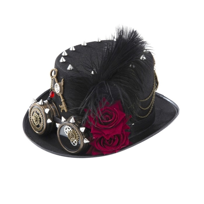 Steampunk Bowler Rose Decorated Halloween Gothic Carnivale Googles Hats - Black - Note: Due to the different monitor and light effect, the actual color of the item might be slightly different from the color showed on the pictures. Thank you!

Material: Woolen/ Felt
Hat Height: about 13cm/ 5.12in
Head Circumference: about 56-58cm/ 22.05-22.83in 

 in Caps, Chokers, Scarfs, Hats & Headwear