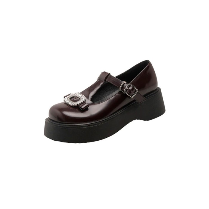Round Toe T Straps Rhinestones Mary Janes Platforms College Loafers - Brown - NOTE:As Different Computers Display Colors Differently,The Color Of the Actual Item May Very Slightly From The Above Images.

Upper Material: Faux Leather
Insole Material: Faux Leather
Lining Material: Synthethic
Outsole Material: Rubber in Sexy Heels & Platforms