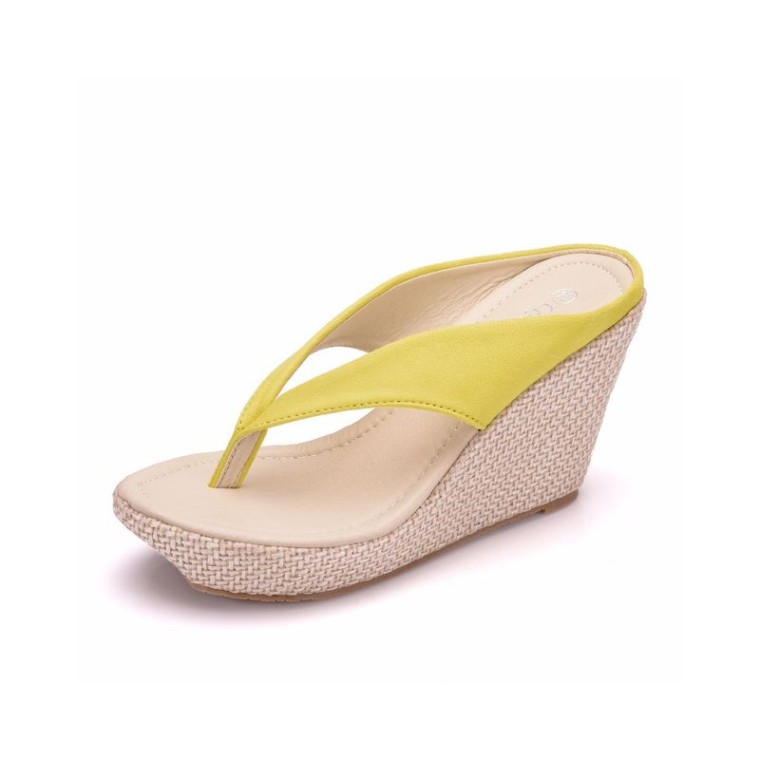 Yellow wedge best sale flip flops