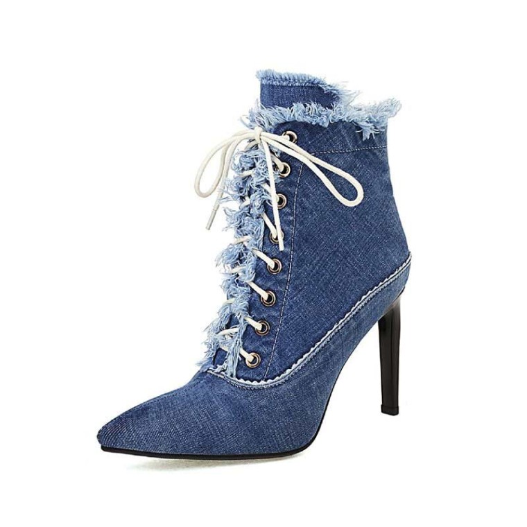 blue jean ankle boots