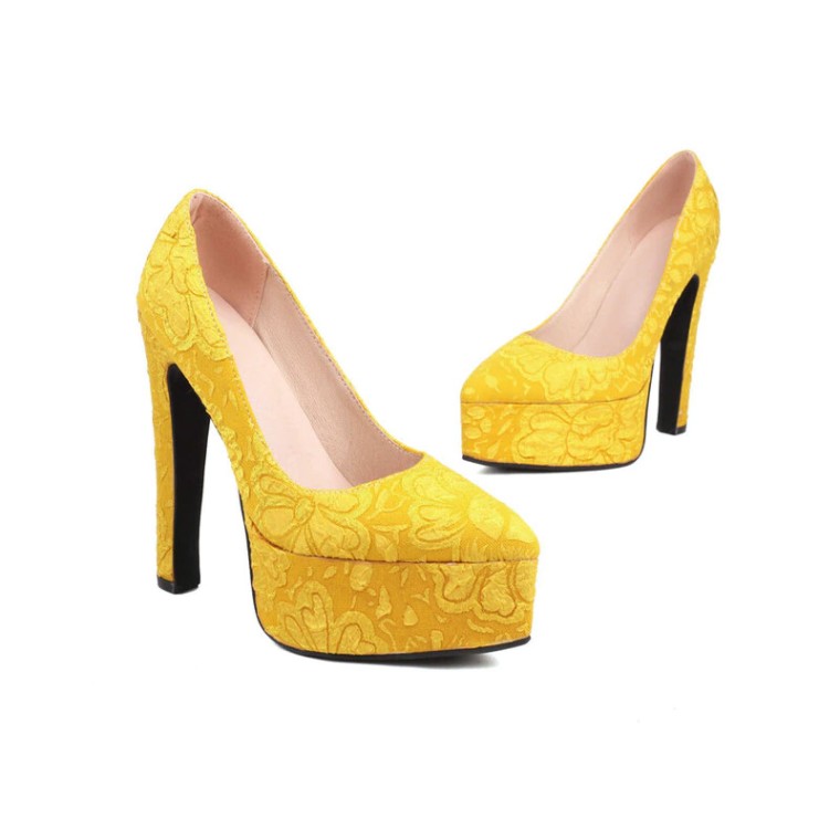 Yellow Slingback Heels with Asymmetric Bow | Bella Belle